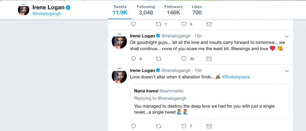 Irene Logan Tweet