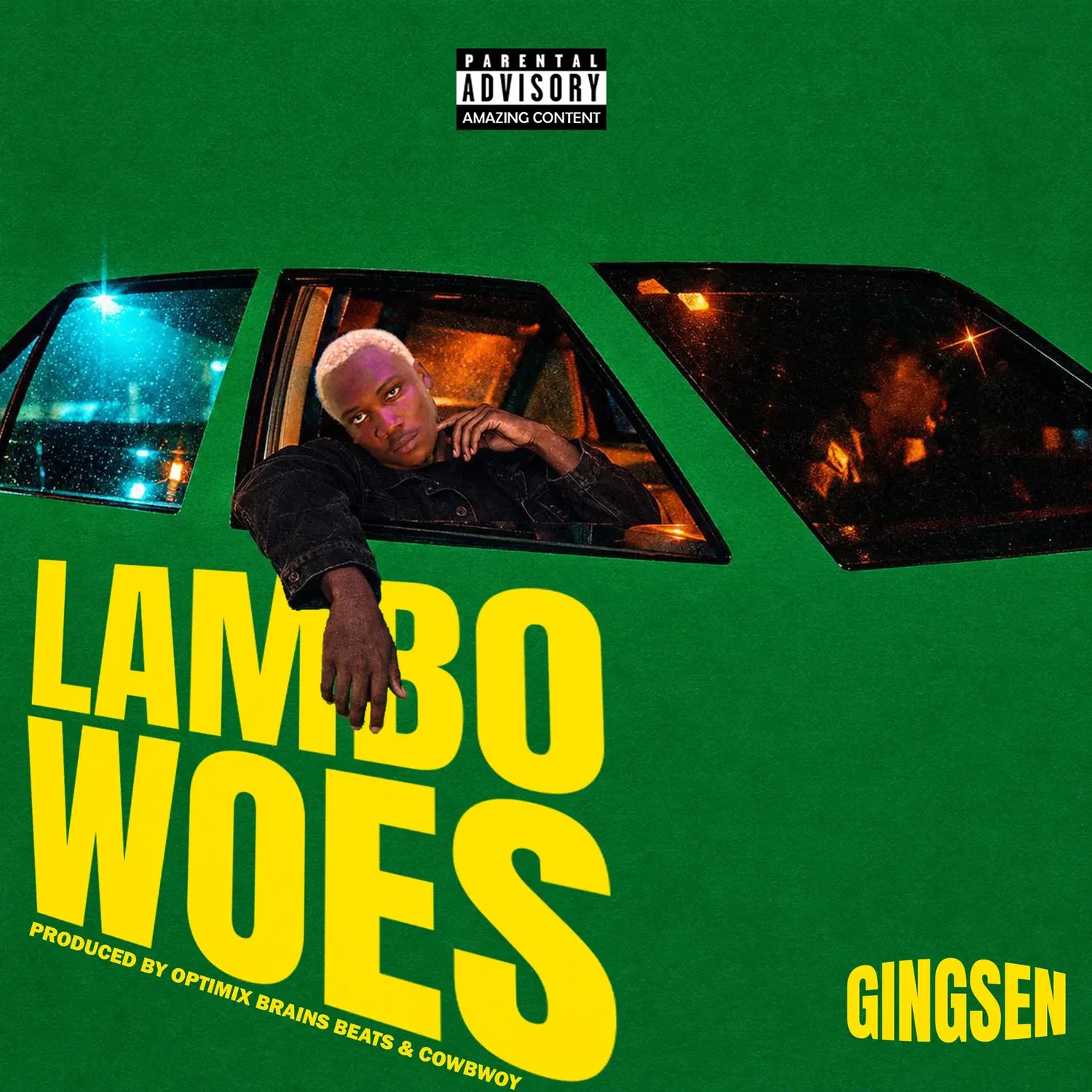 Cover art for Lambo Woes by Gingsen, showing him leaning out of a car window